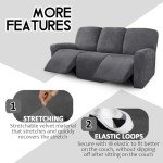 Soft Stretch Velvet Recliner Sofa Cover Set