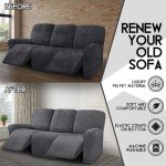 Soft Stretch Velvet Recliner Sofa Cover Set