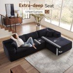 104" Black Cloud Sectional Sofa with Chaise