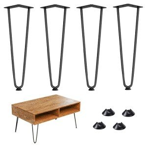 Iron Hairpin Table Legs - 12 Inch Black Set