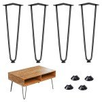 Iron Hairpin Table Legs - 12 Inch Black Set