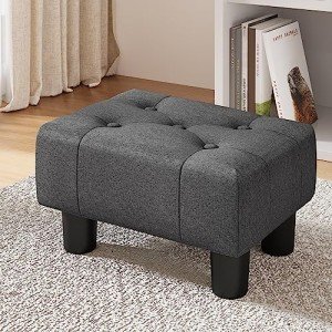 Small Tufted Ottoman Foot Stool in Carbon Grey