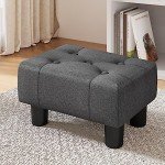 Small Tufted Ottoman Foot Stool in Carbon Grey