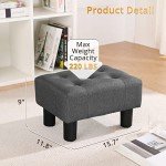 Small Tufted Ottoman Foot Stool in Carbon Grey