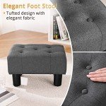 Small Tufted Ottoman Foot Stool in Carbon Grey
