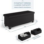 Storage Ottoman Bench with Storage Bins - Black