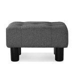 Small Tufted Ottoman Foot Stool in Carbon Grey