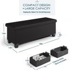 Storage Ottoman Bench with Storage Bins - Black