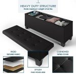 Storage Ottoman Bench with Storage Bins - Black