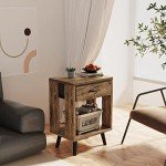 Rustic Nightstand Set of 2 with Shelves