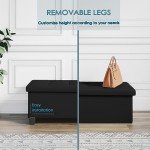 Storage Ottoman Bench with Storage Bins - Black