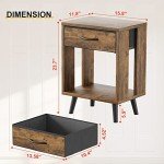 Rustic Nightstand Set of 2 with Shelves