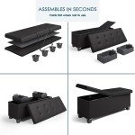Storage Ottoman Bench with Storage Bins - Black