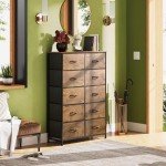 WLIVE Tall Storage Dresser with 10 Fabric Drawers