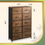 WLIVE Tall Storage Dresser with 10 Fabric Drawers