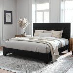 Velvet Upholstered King Size Bed Frame, Black
