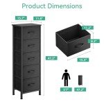 Black 5-Drawer Fabric Dresser with Steel Frame