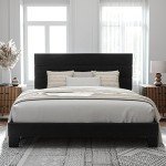 Velvet Upholstered King Size Bed Frame, Black