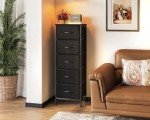 Black 5-Drawer Fabric Dresser with Steel Frame