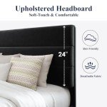 Velvet Upholstered King Size Bed Frame, Black