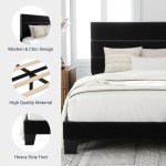 Velvet Upholstered King Size Bed Frame, Black