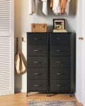 Black 5-Drawer Fabric Dresser with Steel Frame