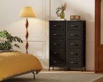 Black 5-Drawer Fabric Dresser with Steel Frame