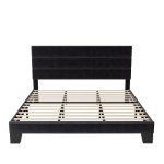 Velvet Upholstered King Size Bed Frame, Black