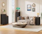 Black 5-Drawer Fabric Dresser with Steel Frame