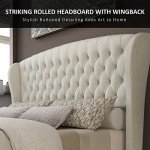 King Size Chenille Upholstered Platform Bed Frame