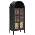 Nolan Tall Arched Storage Display Cabinet in Black Oak