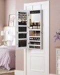 White Jewelry Cabinet with Full-Length Lighted Mirror