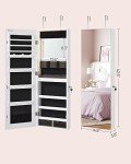 White Jewelry Cabinet with Full-Length Lighted Mirror