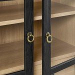 Nolan Tall Arched Storage Display Cabinet in Black Oak