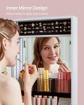 White Jewelry Cabinet with Full-Length Lighted Mirror