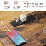 Rustic Brown Nightstands Set with LED and Charging Station
