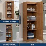 Highland Oak Storage Cabinet for Pantry Use