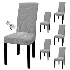 Waterproof Stretch Chair Cover Set of 6 - Light Gray