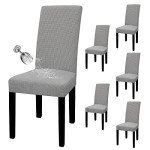 Waterproof Stretch Chair Cover Set of 6 - Light Gray
