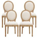 French Country Upholstered Dining Chairs Set of 4
