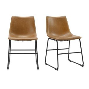Urban Industrial Faux Leather Dining Chairs, Set of 2