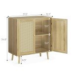 Stylish Natural Buffet Cabinet with Rattan Doors