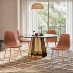 Set of 4 Modern Upholstered Dining Chairs in Brown