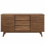 Walnut Mid-Century Modern Buffet Table or TV Stand