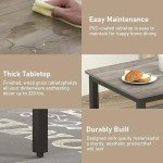 Grey Dining Table Set for 4 with Benches