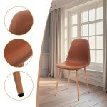 Set of 4 Modern Upholstered Dining Chairs in Brown