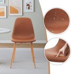 Set of 4 Modern Upholstered Dining Chairs in Brown