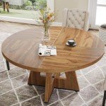 Tribesigns 47-Inch Round Rustic Dining Table