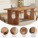 Tribesigns Rustic Brown Dining Table for 8