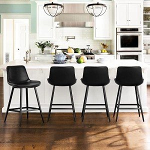 Modern 24-Inch Black Counter Stool Set of 4